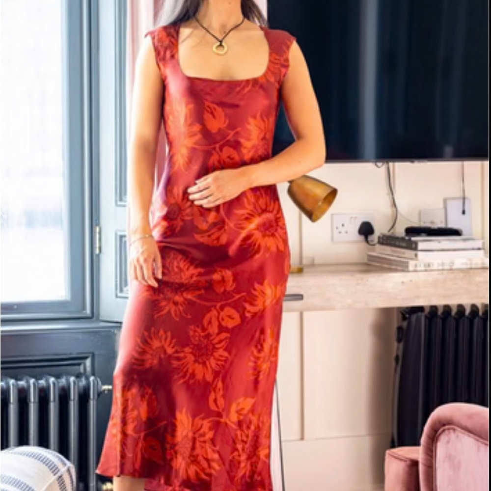 Hendrix Floral-Print Silk-Satin Midi Dress
